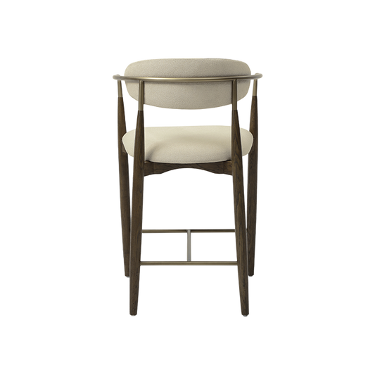 Counter Stool in Beige with Wooden Legs