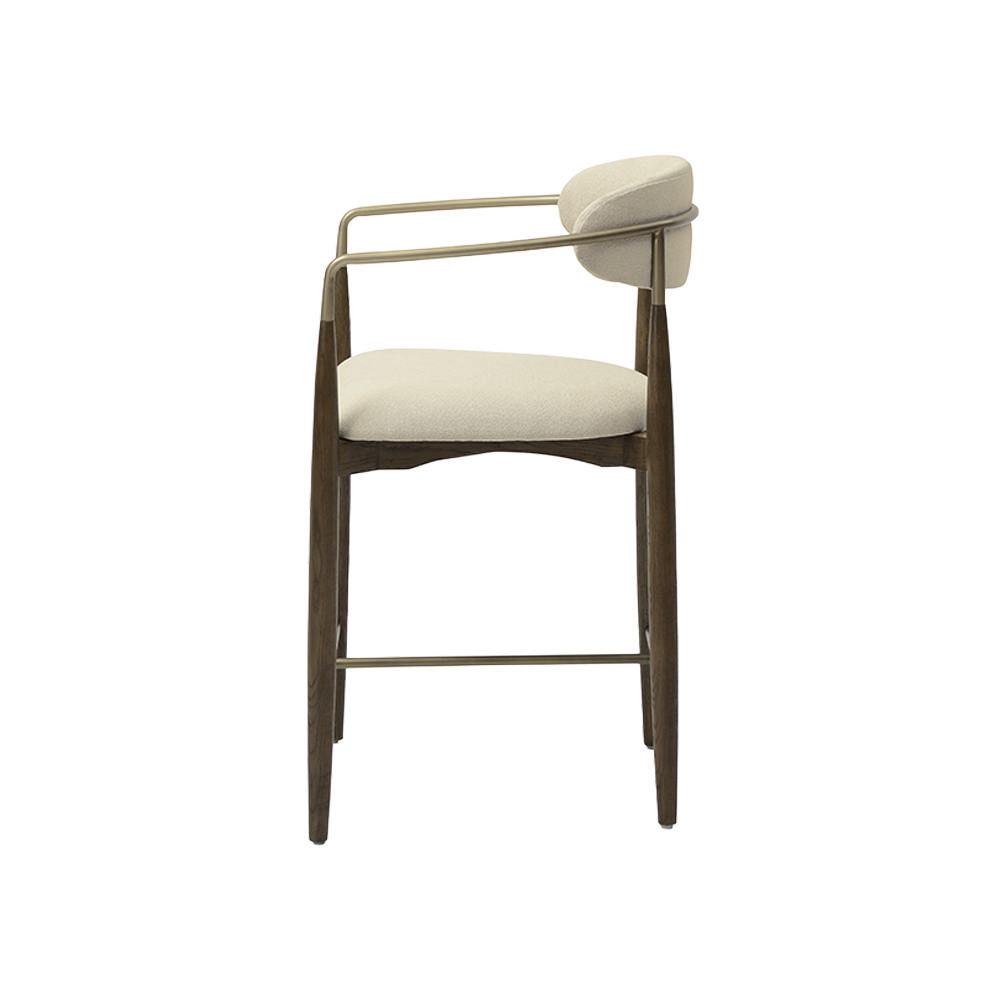 Counter Stool in Beige with Wooden Legs