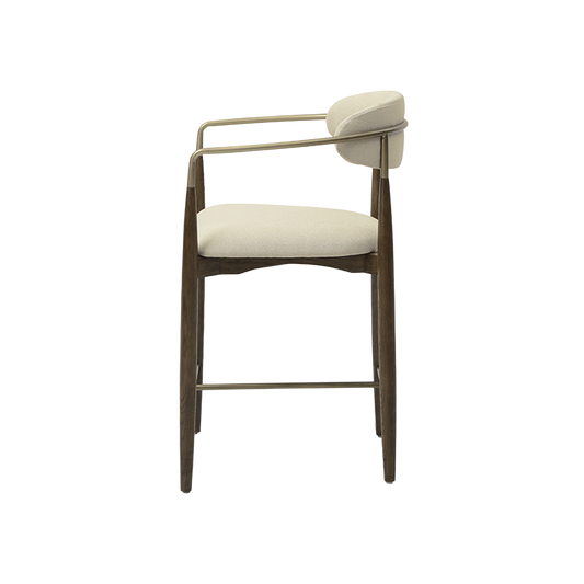 Counter Stool in Beige with Wooden Legs