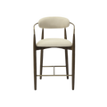Counter Stool in Beige with Wooden Legs