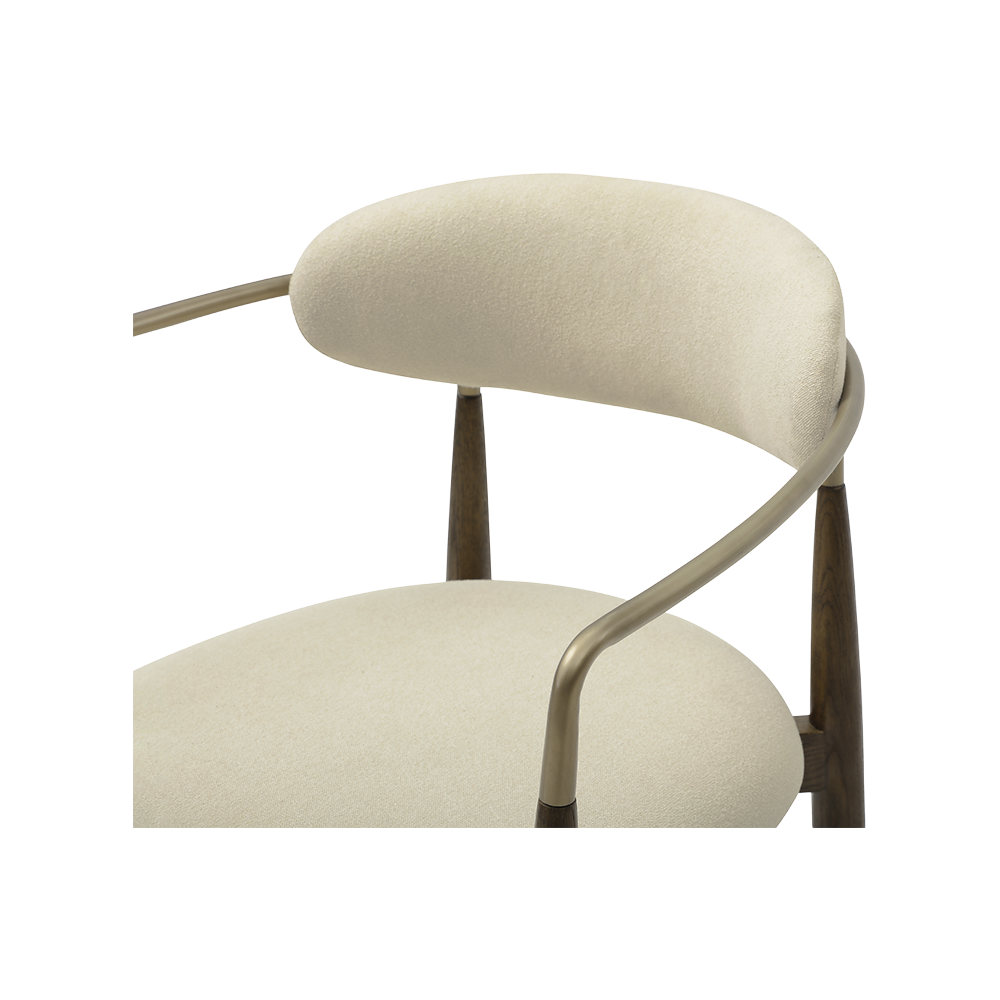 Counter Stool in Beige with Wooden Legs