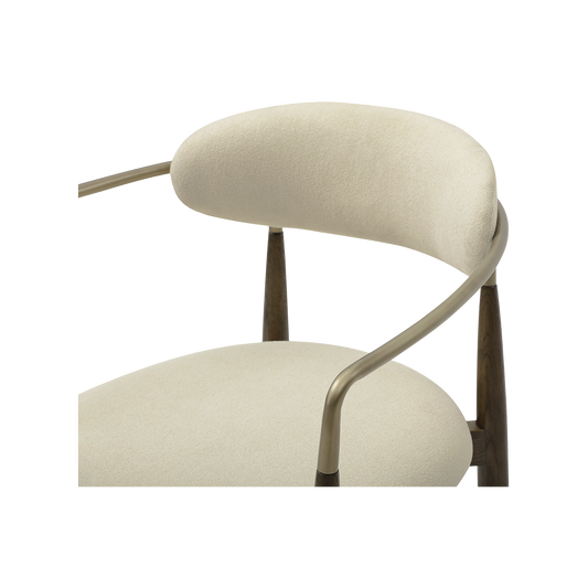 Counter Stool in Beige with Wooden Legs
