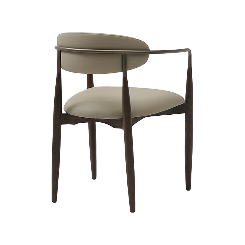 Dining Chair in Beige Vegan Leather with Curved Backrest