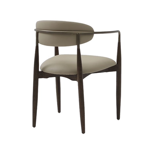 Dining Chair in Beige Vegan Leather with Curved Backrest