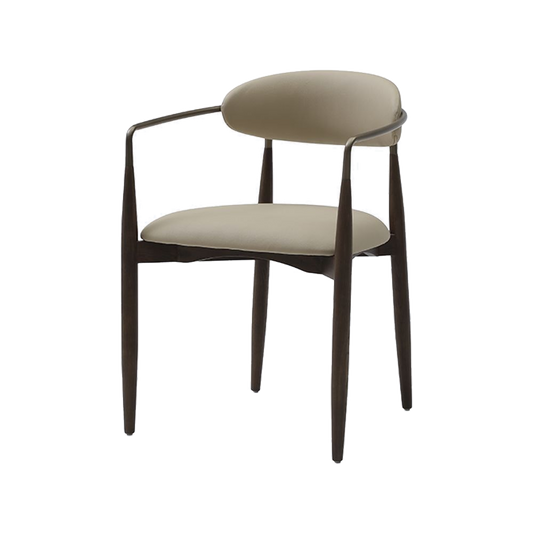 Dining Chair in Beige Vegan Leather with Curved Backrest