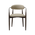 Dining Chair in Beige Vegan Leather with Curved Backrest