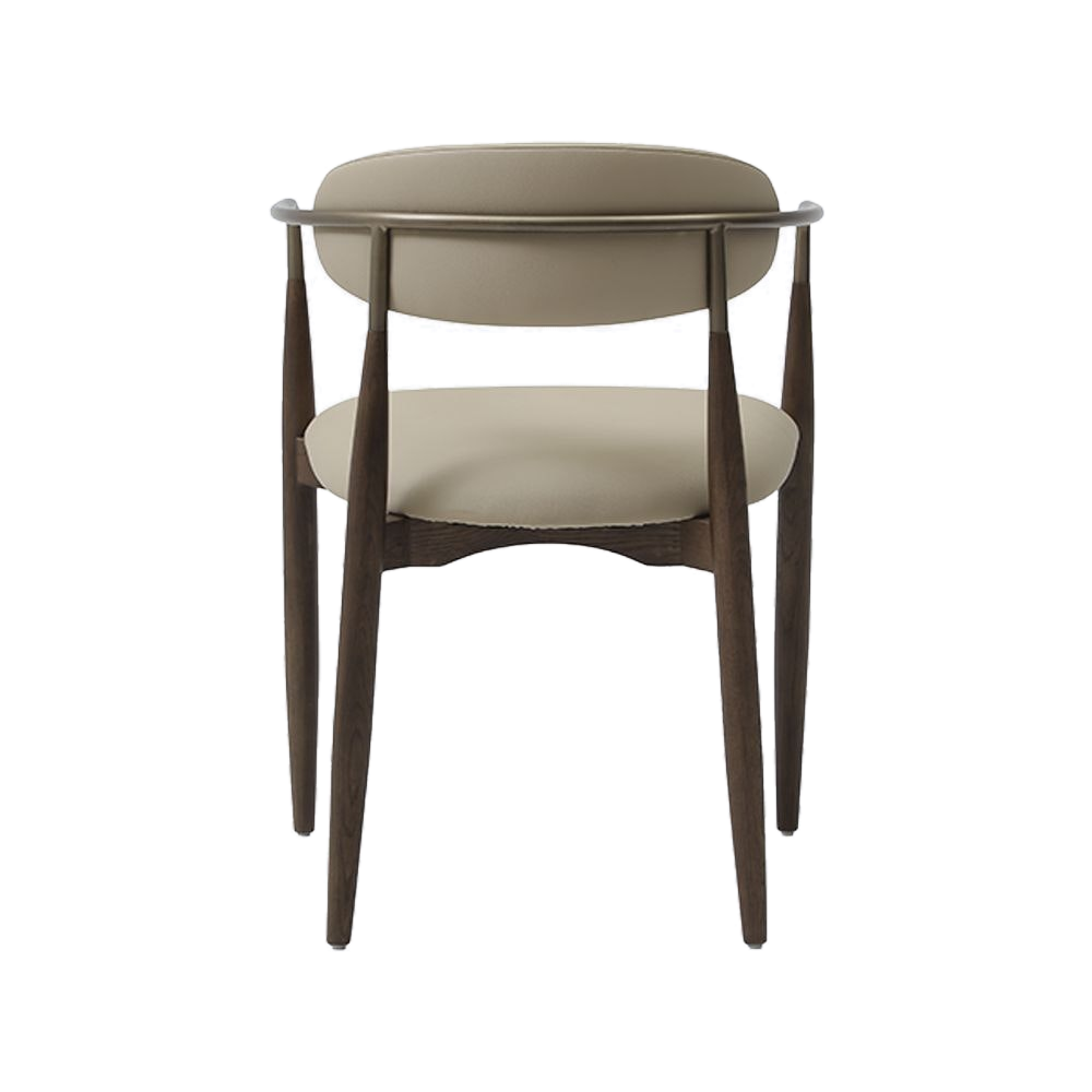 Dining Chair in Beige Vegan Leather with Curved Backrest