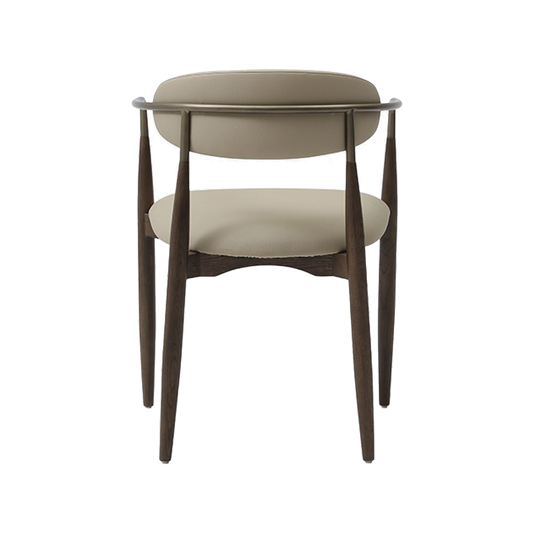 Dining Chair in Beige Vegan Leather with Curved Backrest