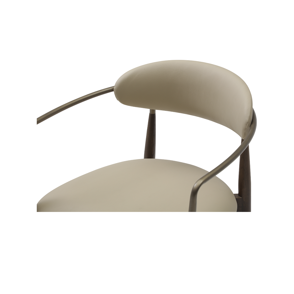 Dining Chair in Beige Vegan Leather with Curved Backrest