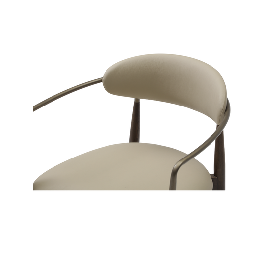 Dining Chair in Beige Vegan Leather with Curved Backrest