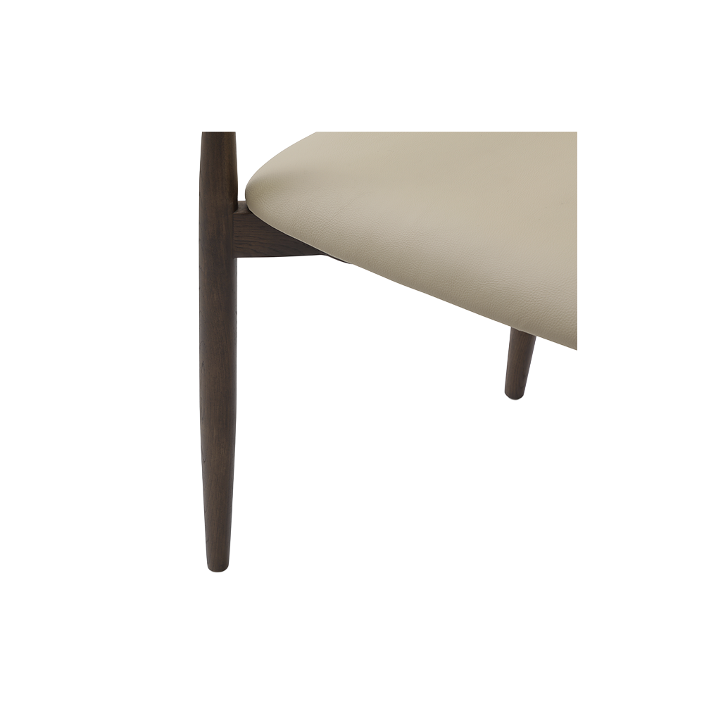 Dining Chair in Beige Vegan Leather with Curved Backrest