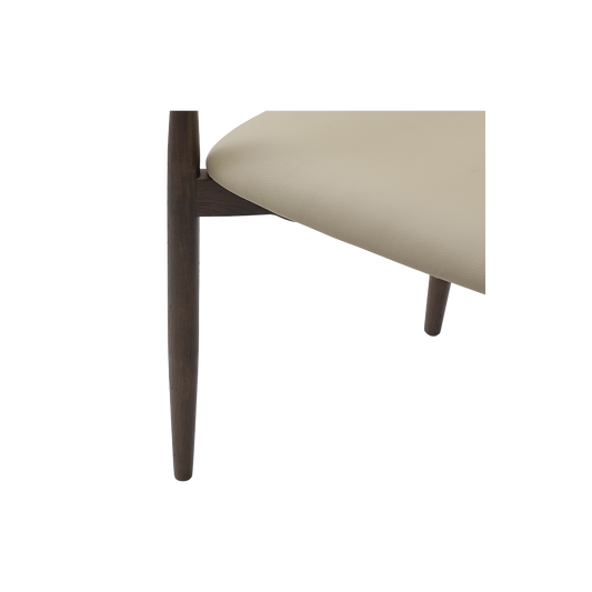 Dining Chair in Beige Vegan Leather with Curved Backrest