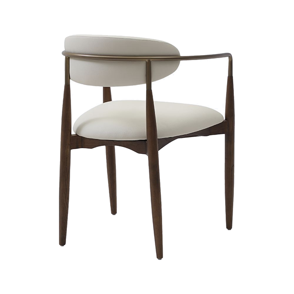 Dining Chair Vegan Leather Off White with Curved Backrest