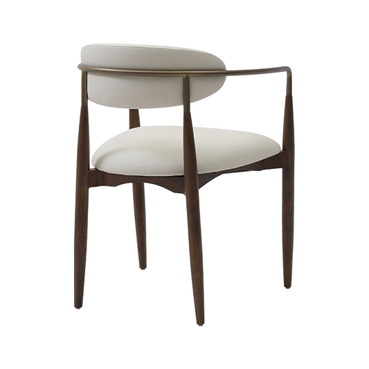 Dining Chair Vegan Leather Off White with Curved Backrest