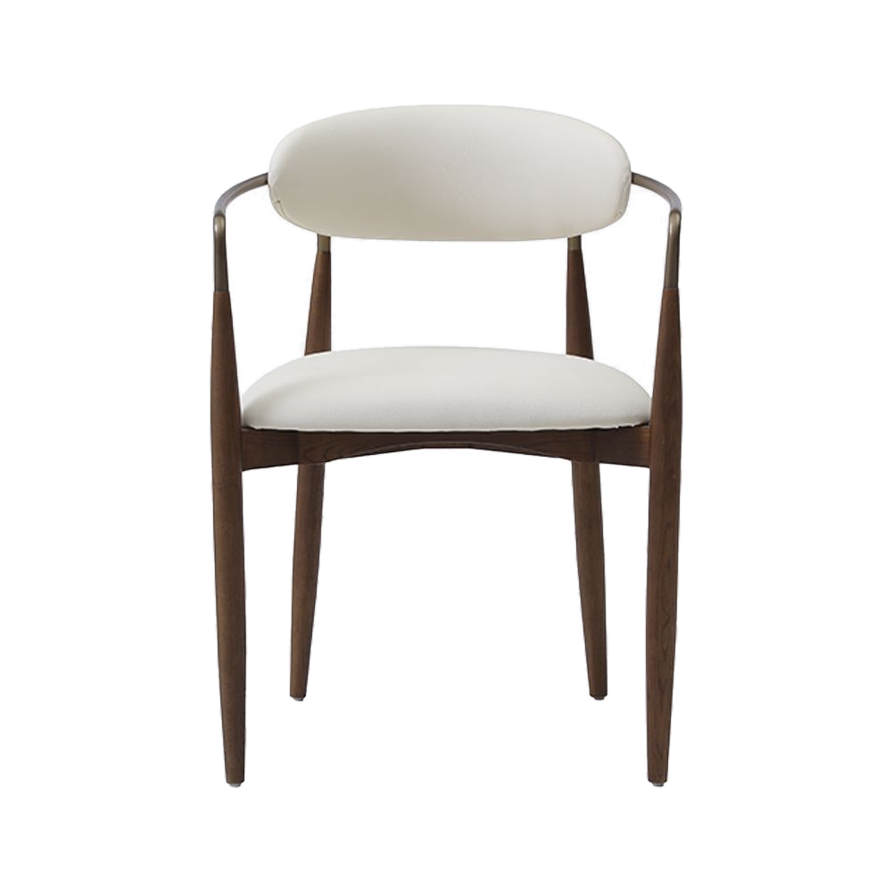 Dining Chair Vegan Leather Off White with Curved Backrest