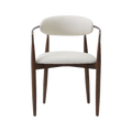 Dining Chair Vegan Leather Off White with Curved Backrest