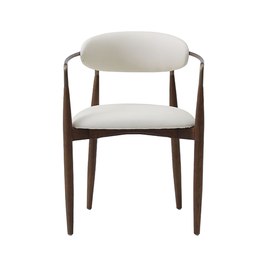 Dining Chair Vegan Leather Off White with Curved Backrest