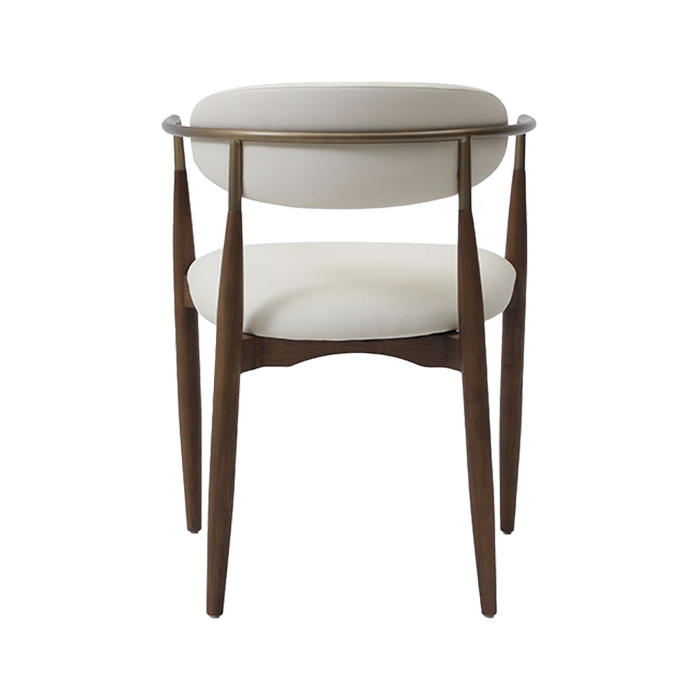 Dining Chair Vegan Leather Off White with Curved Backrest