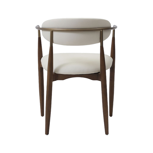 Dining Chair Vegan Leather Off White with Curved Backrest