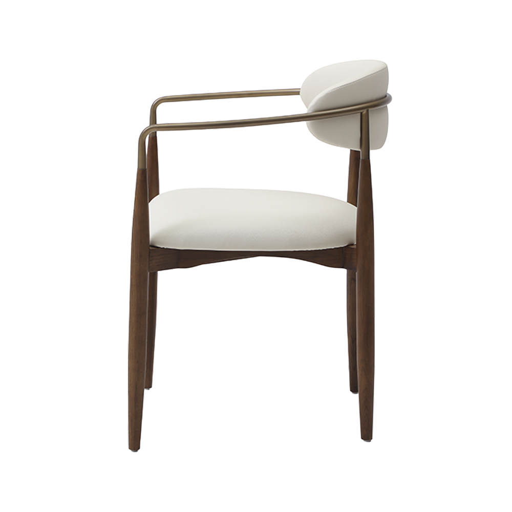 Dining Chair Vegan Leather Off White with Curved Backrest