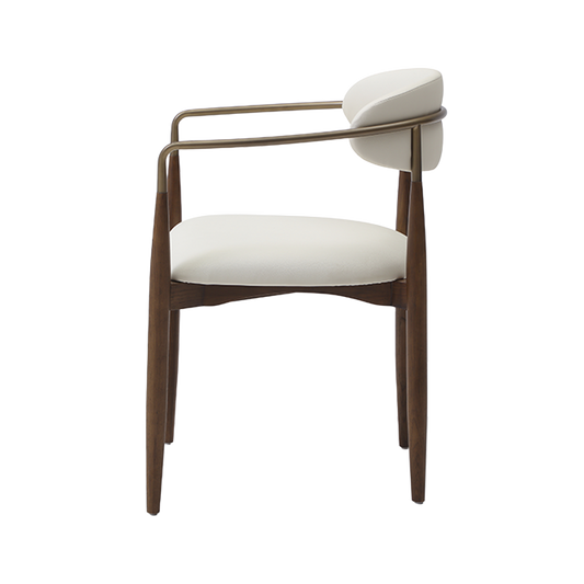 Dining Chair Vegan Leather Off White with Curved Backrest