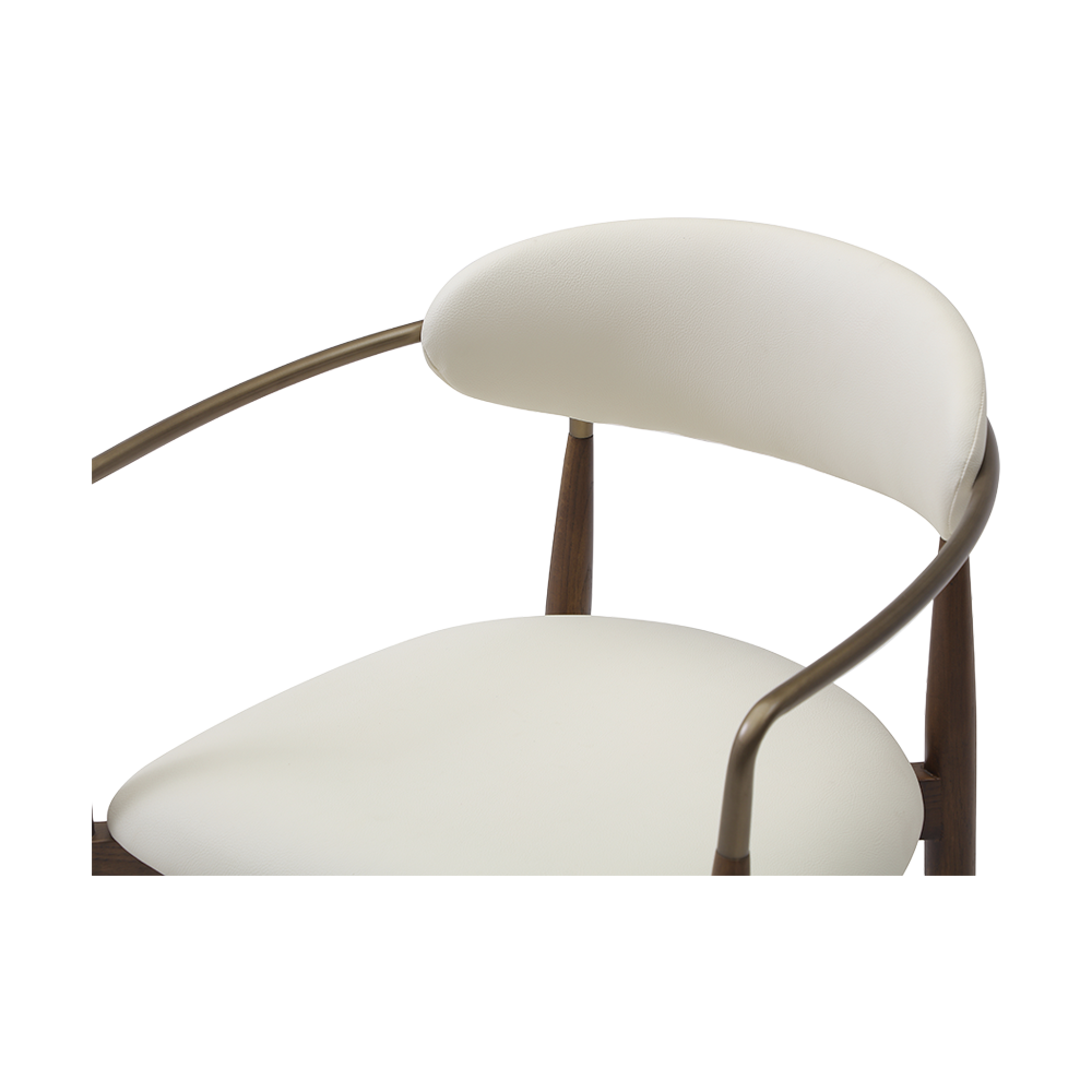 Dining Chair Vegan Leather Off White with Curved Backrest