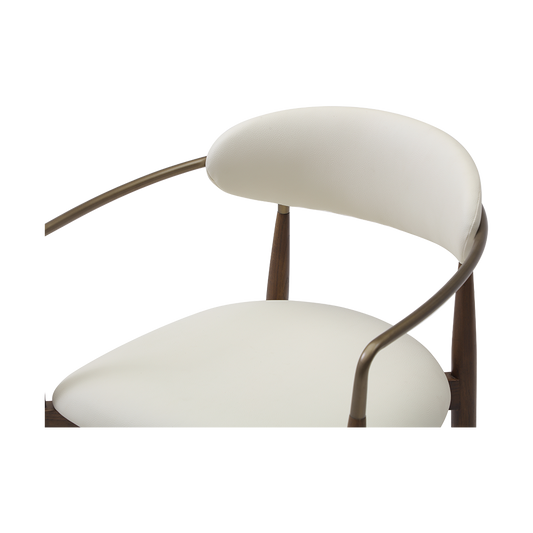 Dining Chair Vegan Leather Off White with Curved Backrest