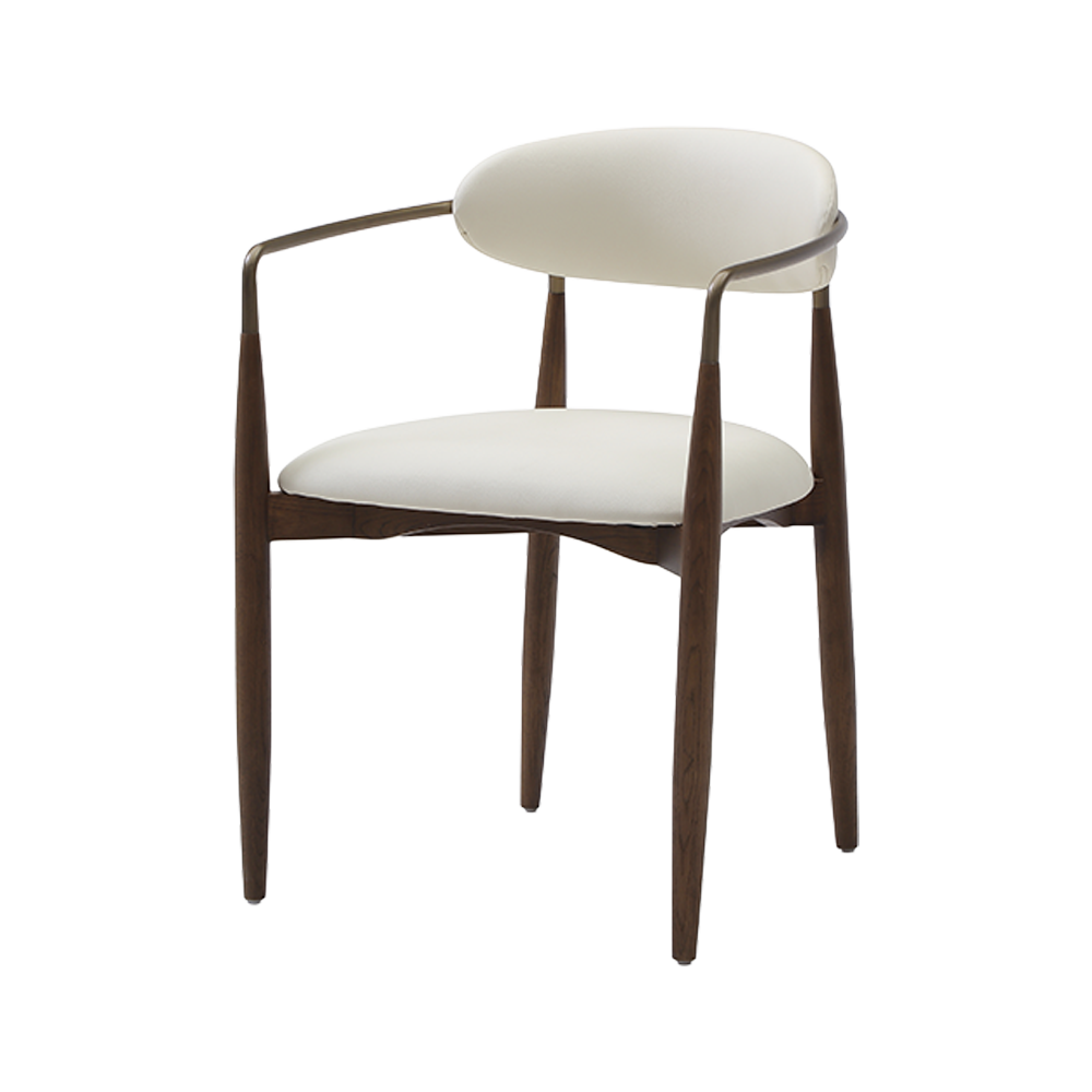 Dining Chair Vegan Leather Off White with Curved Backrest