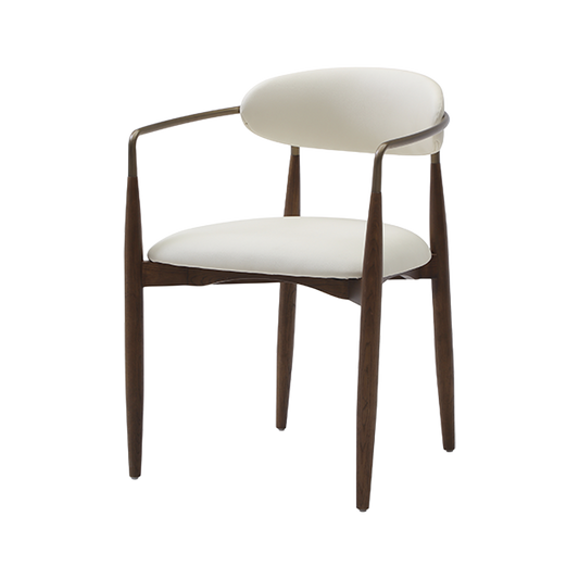 Dining Chair Vegan Leather Off White with Curved Backrest