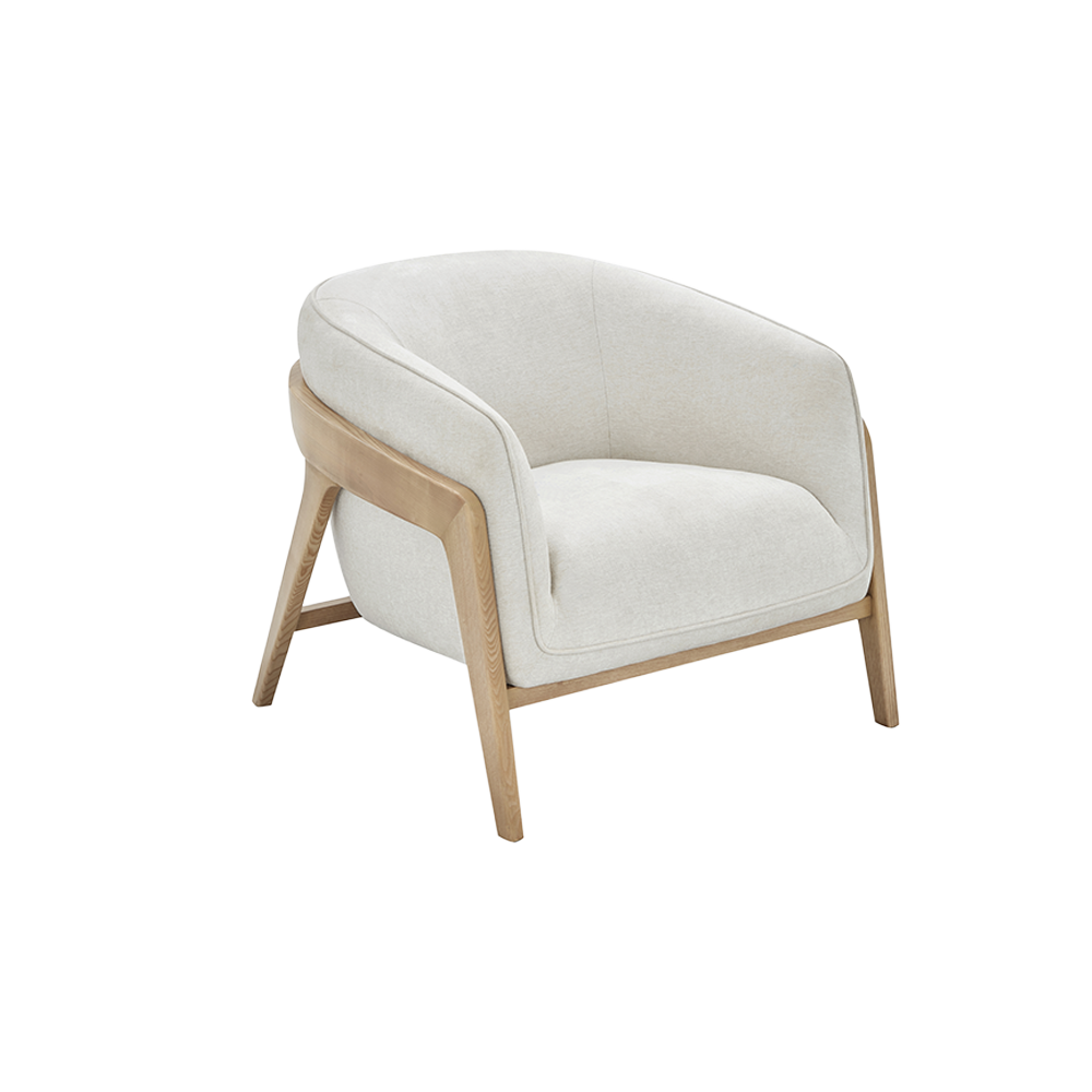 Lounge Chair in Off White with Curved Back Design