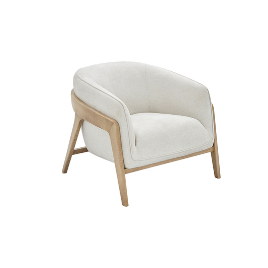 Lounge Chair in Off White with Curved Back Design