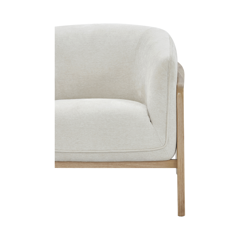 Lounge Chair in Off White with Curved Back Design