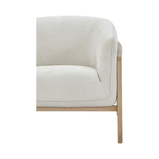 Lounge Chair in Off White with Curved Back Design