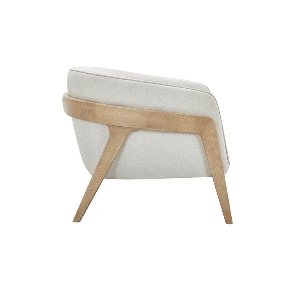 Lounge Chair in Off White with Curved Back Design
