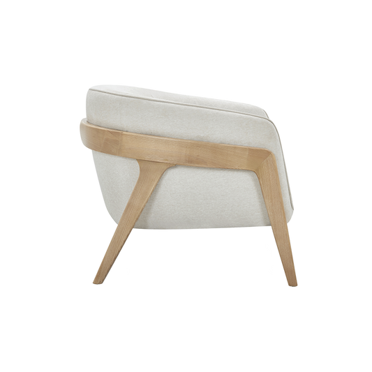 Lounge Chair in Off White with Curved Back Design
