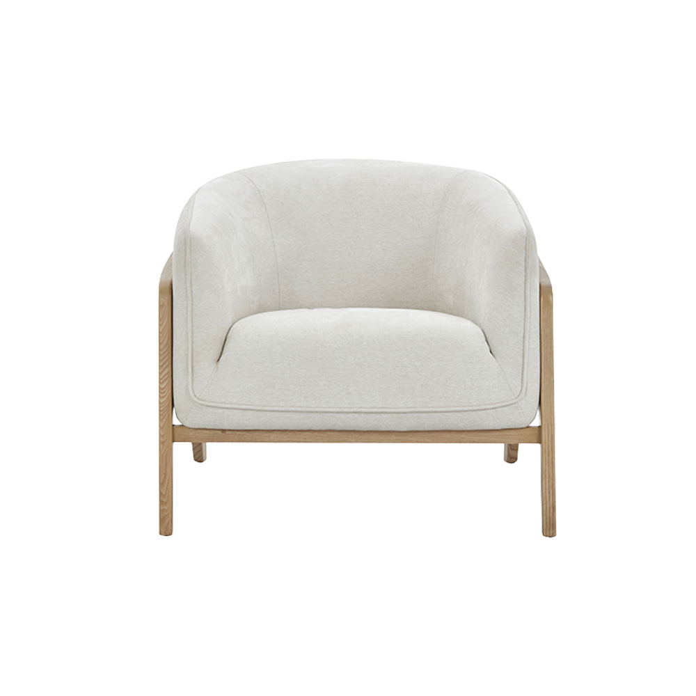 Lounge Chair in Off White with Curved Back Design