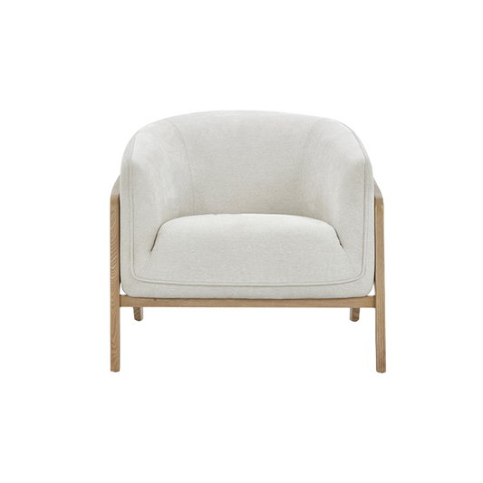 Lounge Chair in Off White with Curved Back Design