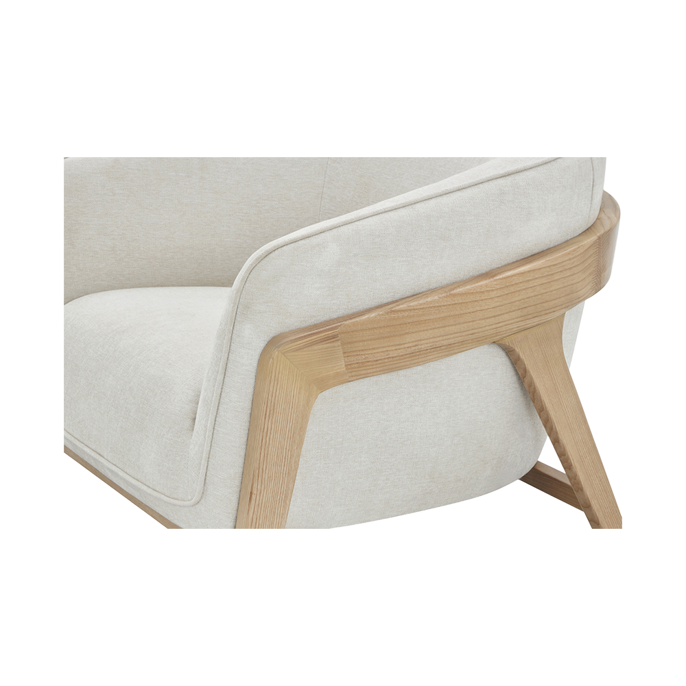 Lounge Chair in Off White with Curved Back Design
