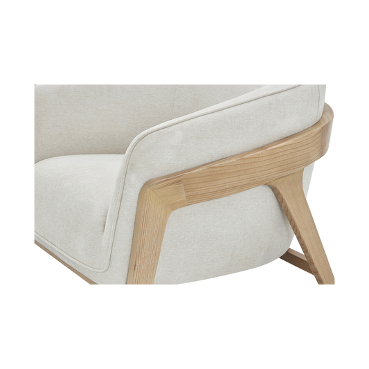 Lounge Chair in Off White with Curved Back Design
