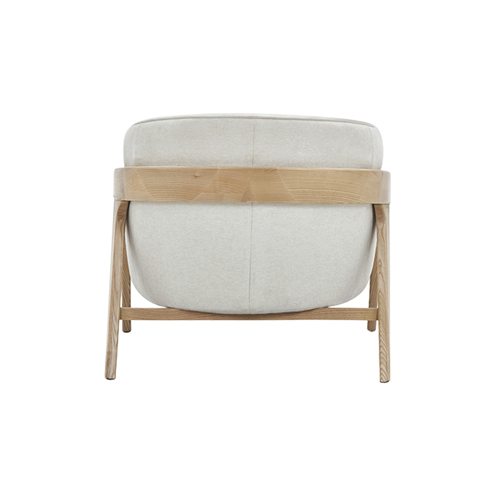 Lounge Chair in Off White with Curved Back Design