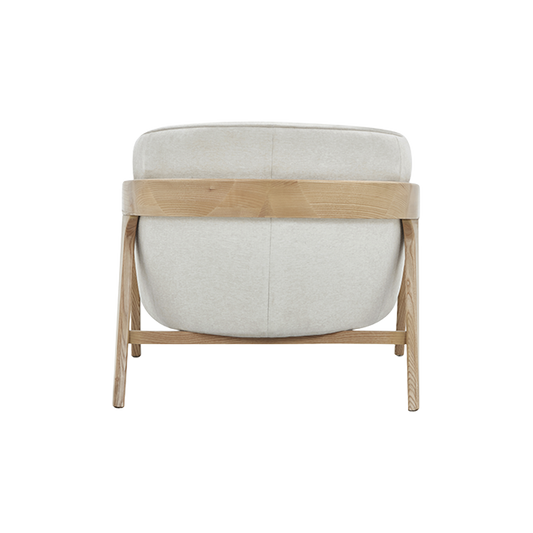 Lounge Chair in Off White with Curved Back Design