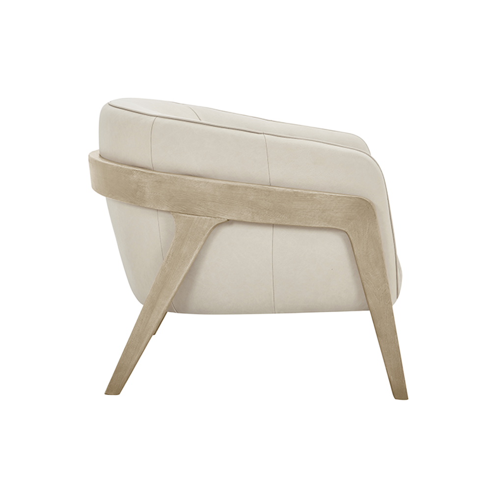 Lounge Chair in Greige with Curved Back Design