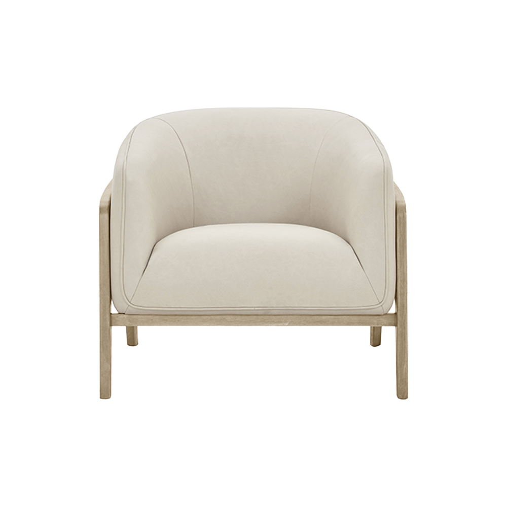 Lounge Chair in Greige with Curved Back Design