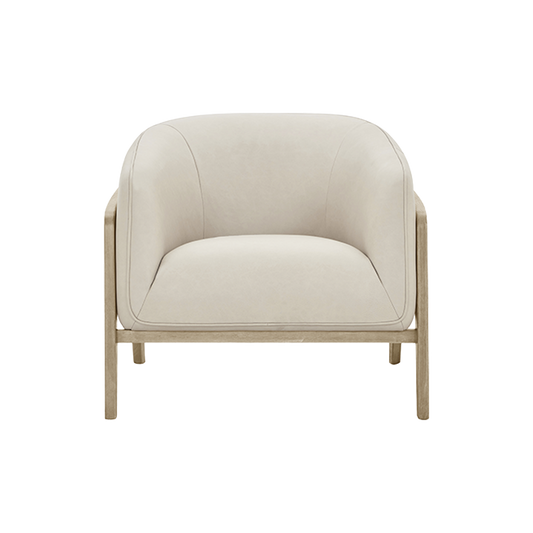 Lounge Chair in Greige with Curved Back Design