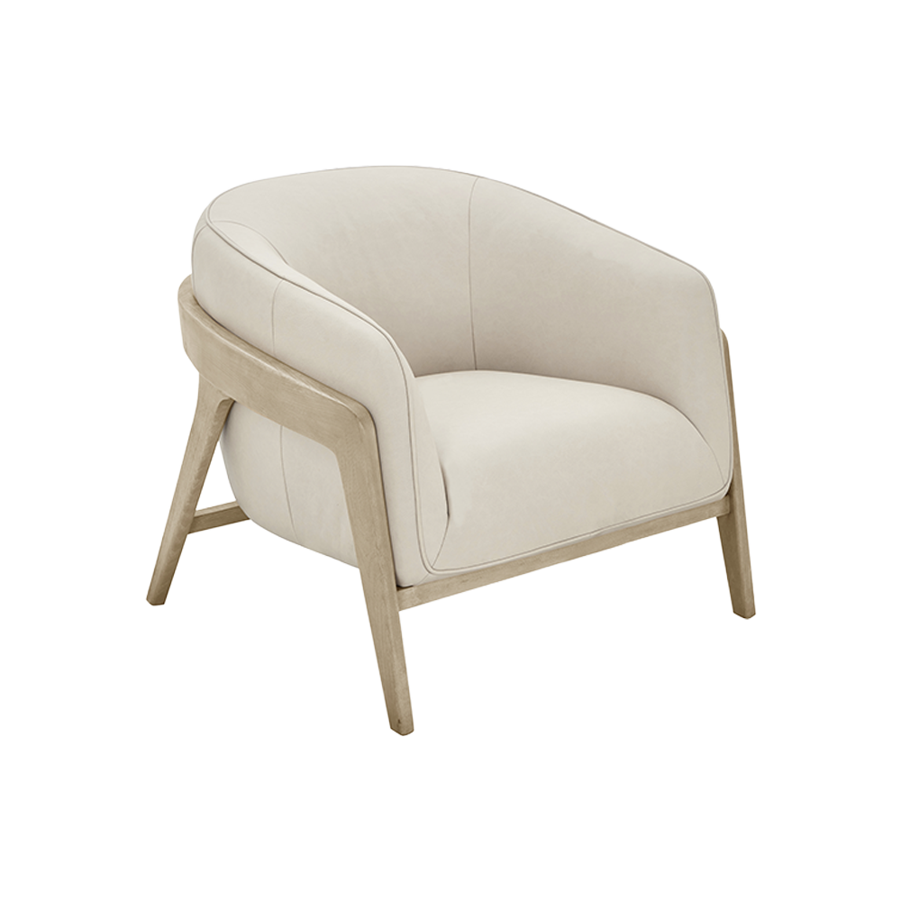 Lounge Chair in Greige with Curved Back Design