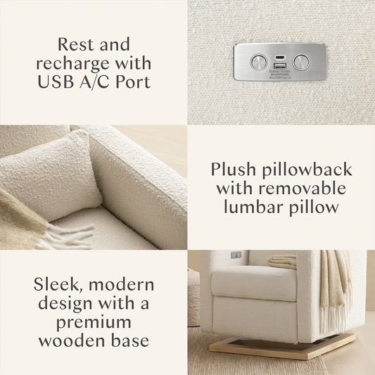 Recliner Glider with USB Port and Adjustable Headrest