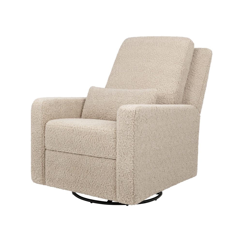 Recliner and Swivel Glider in Soft Shearling Fabric