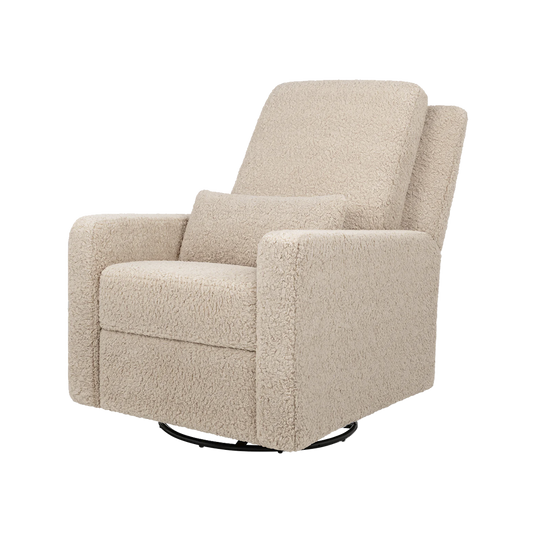 Recliner and Swivel Glider in Soft Shearling Fabric