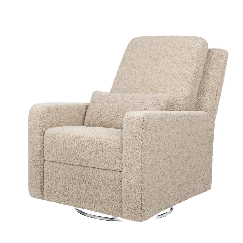 Recliner and Swivel Glider in Soft Shearling Fabric