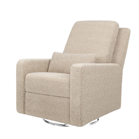 Recliner and Swivel Glider in Soft Shearling Fabric
